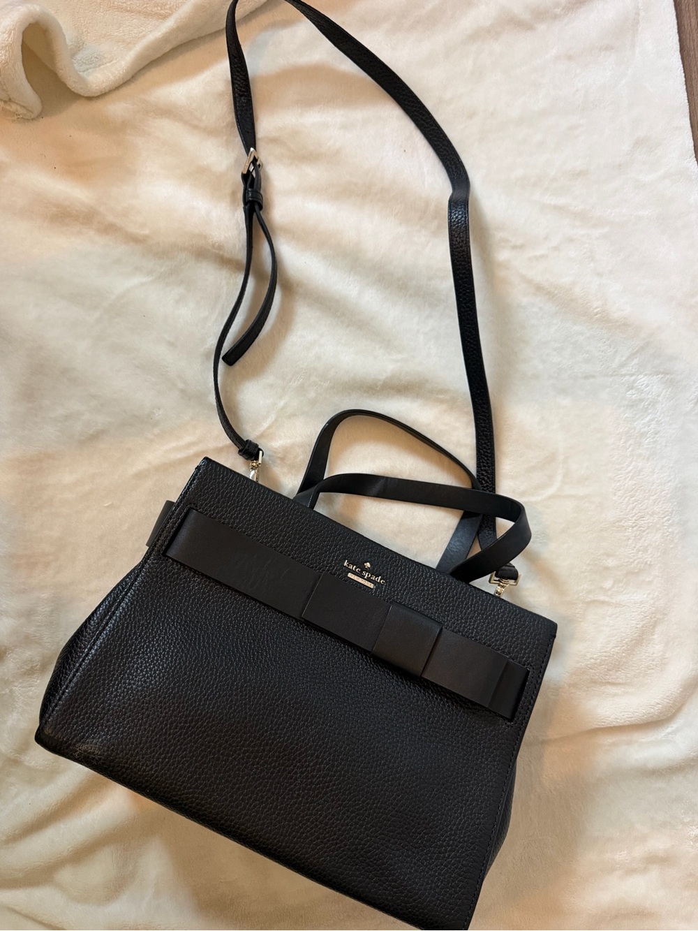 Kate Spade Black Leather Bow Satchel - Poplar Street